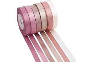 MAYREEL 3/8 Inch Dusty Rose Satin Ribbon Blush Pink Ribbon Thin for Gift Wrapping Crafts Wedding Bridal Shower Valentine's Day Decorations 6 Rolls Assortment 10 Yards Each Color Total 60 Yards