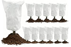 EAONE 12 Pack Plant Covers Freeze Protection, 32x47'' Winter Frosts Cloth for Outdoor Plants, Reusable Frost Blankets Drawstring Bags for Cold Freeze Sun Protection Bird Insect Prevention,White