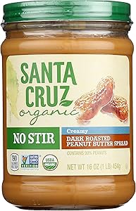Santa Cruz Organic, Peanut Butter Spread Dark Roast Creamy No Stir Organic, 16 Ounce
