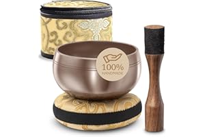 SILENT MIND Tibetan Singing Bowl Set – Authentic Hand-Tuned Sound Bowl for Meditation – Complete Meditation Bowl Kit with Cushion, Mallet, Box & Guide – Perfect Tibetan Bell for Yoga, Relaxation, & Sound Healing