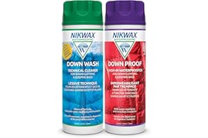 Nikwax Down, Down DUO-Pack, 300ml, Wash-In Cleaning and Waterproofing adds DWR Water Repellency to Down Filled Jackets, Outerwear, Sleeping Bags, Restores and Protects Insulation and Loft