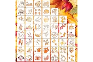 CH HAICHENG 50 PCS Fall Painting Stencils Reusable Fall Stencils for Painting on Wood Rocks Canvas Fabric Glass Pottery 4x4 Inch