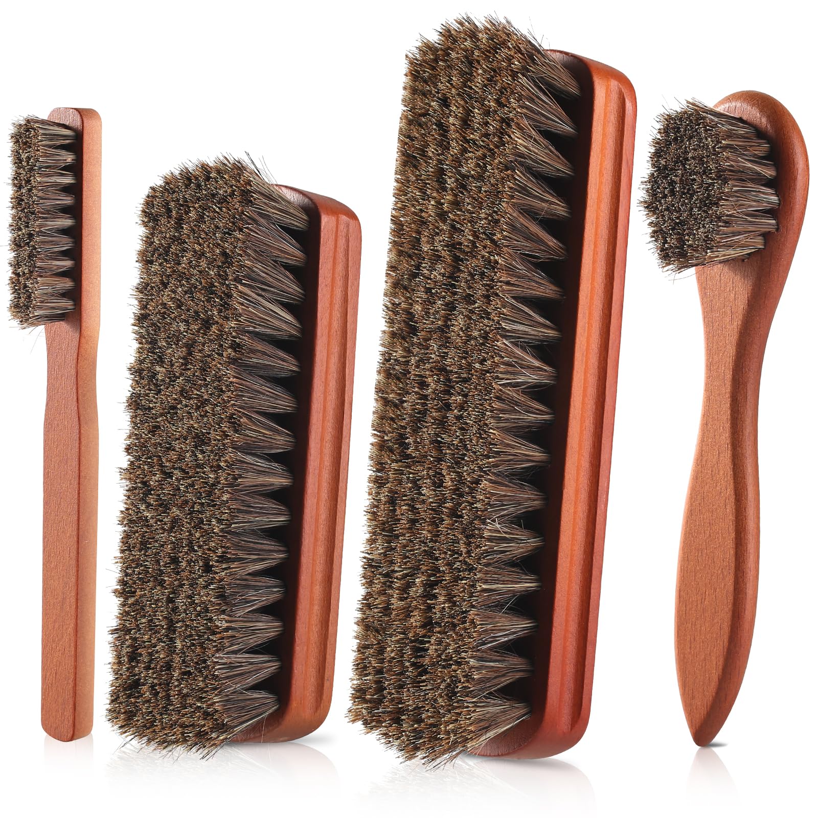 Photo 1 of YEHFHSU 4 Pcs Shoe Brush, Boot Brush, Horse Hair Brush for Leather, Shoe Polish Brush, Professional Leather Shoe Care Brushes, Horsehair Shoe Shine Brush Cleaning Brush Care Clean Dauber Applicators