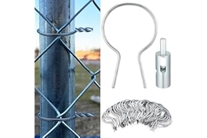 Hicarer 200PCS Twist Fence Ties Preformed 9 Gauge Galvanized Steel with Drill Chuck Pre-Cut Chain Link Fence Tools for Fixing Chain Link Mesh to Posts Farms Gardens (2-3/8‘’ OD,Silver)