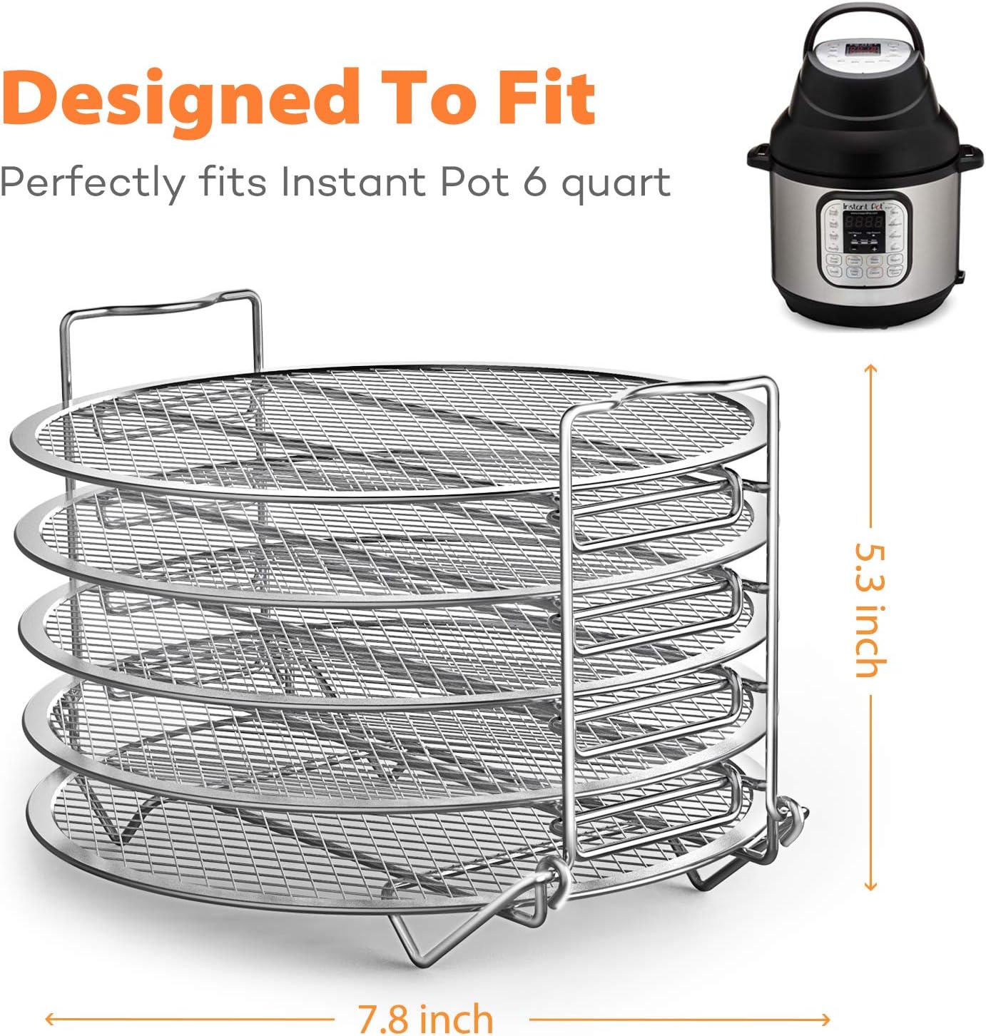 Dehydrator Rack Stainless Steel Stand Accessories Compatible with Instant Pot Air Fryer Crisp Lid 6 Quart, By SiCheer: Kitchen & Dining