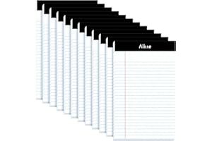 Alitte Legal Notepads 5x8, Pack of 12 - Perforated Narrow Ruled Writing Pad - Premium Thick Paper, No Ink Bleeding - Blank Legal Pads For Home, Office, School, Business - 50 Sheets Per Notebook
