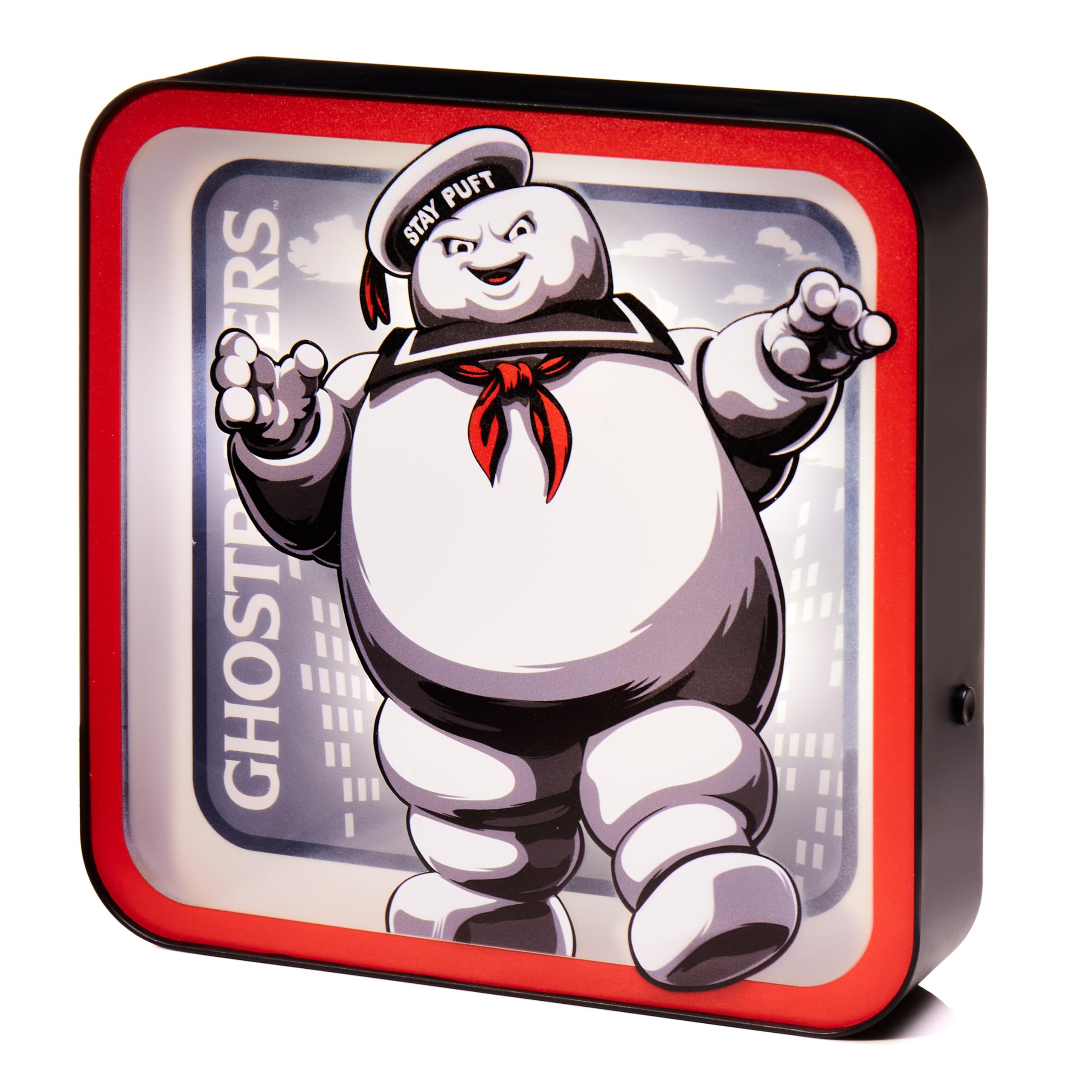 Numskull Official Ghostbusters Stay Puft Acrylic Logo Desk Lamp Wall Light for Bedroom, Office, Home, Study, Work - Official Ghostbusters Merchandise