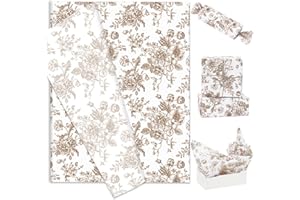 Generic AnyDesign 60 Sheets Brown Floral Tissue Paper Chinoiserie Gift Wrapping Paper Vintage Flower Art Paper for DIY Crafts Birthday Baby Shower Wedding Party Decor, 14 x 20 Inch