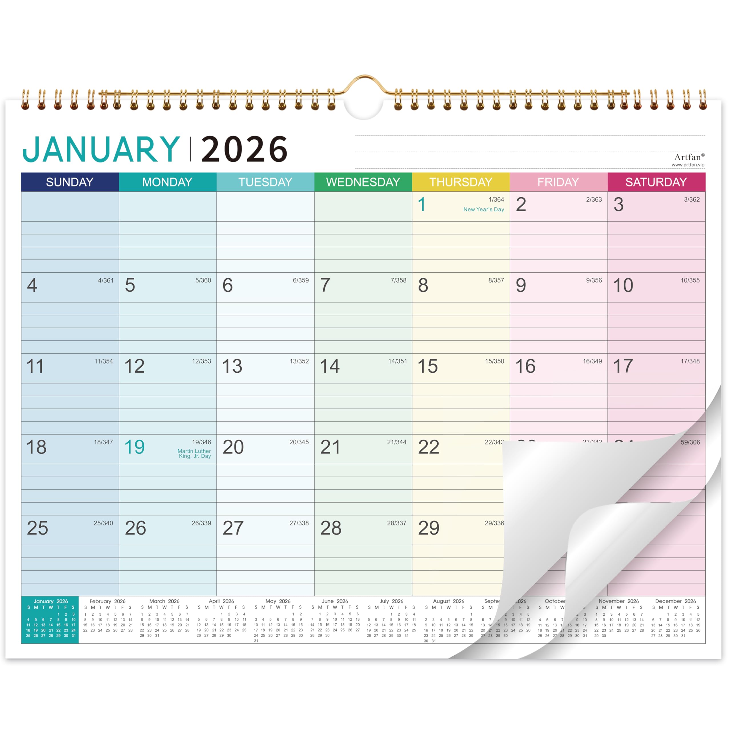 Photo 1 of 2026 Calendar - 2026 Wall Calendar, January 2026 - December 2026, 12 Monthly Calendar with Thick Paper, 15" x 11.5", Hanging Hook - Colorful Lump