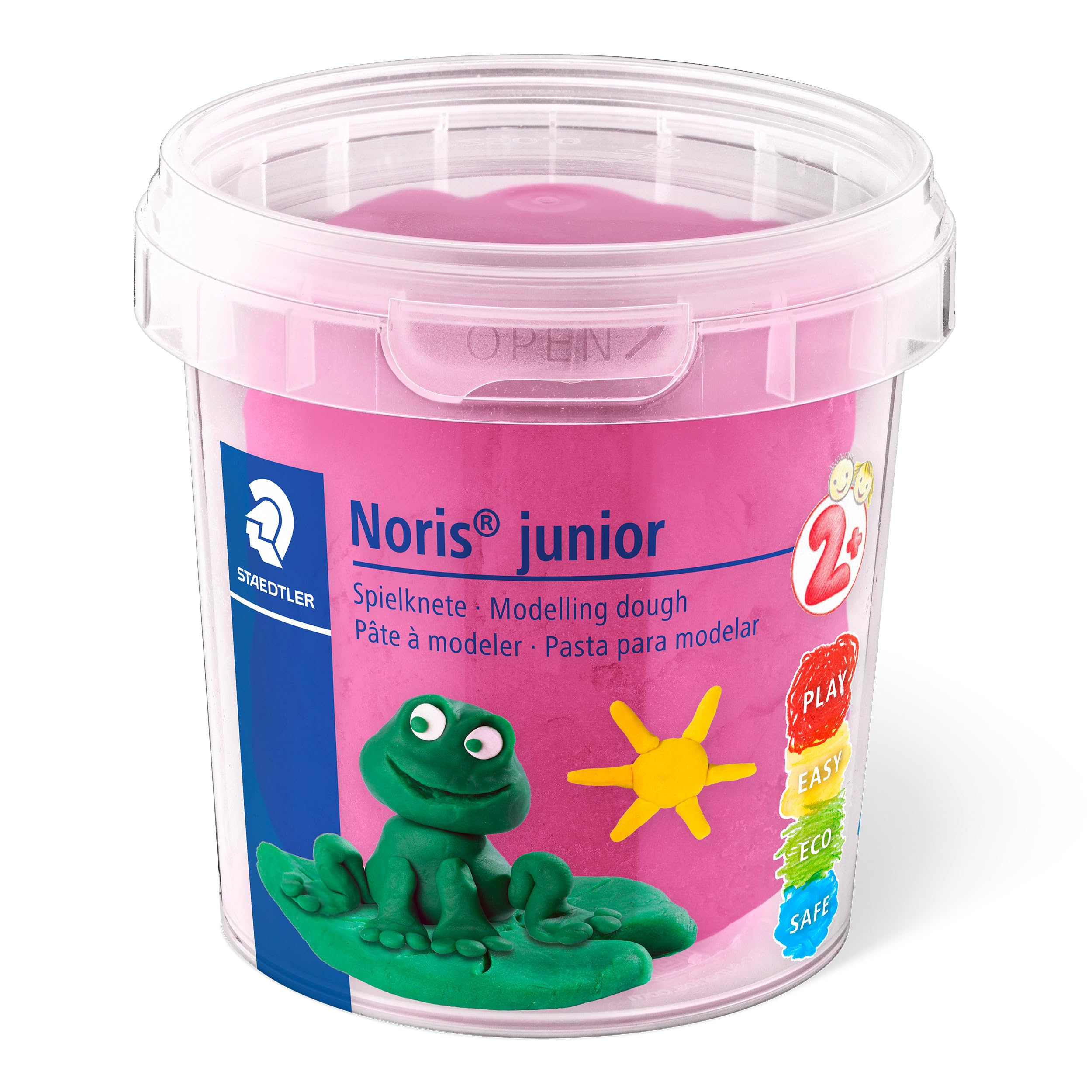 STAEDTLER Noris junior 813 Spielknete "Neon Colours", besonders weich und sauber, klebt nicht, Set mit 4 Töpfchen à 130 g, 813F SLE 4