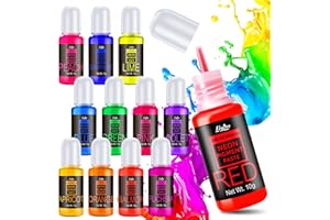 LIMINO Neon Pigment Paste - 12 Colors Concentrated Color Pigment for Epoxy Resin, Nail Art, Candle, Slime and Bath Bomb, Neon Resin Dye for Jewelry, Halloween Makeup, Tumblers, Coasters and Crafts