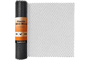 Plastic Chicken Wire Mesh - 15.7 in x 10 ft Black, Plastic Wire Mesh Fence for Dogs, Cats & Poultry - Garden Netting & Animal Barrier, Balcony Netting for Pets - Laddatz