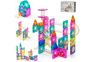 FEMORA Magnetic Tiles Building Set -Magnetic Blocks for Boys and Girls - Educational Tiles for Kids with Translucent Tracks, 