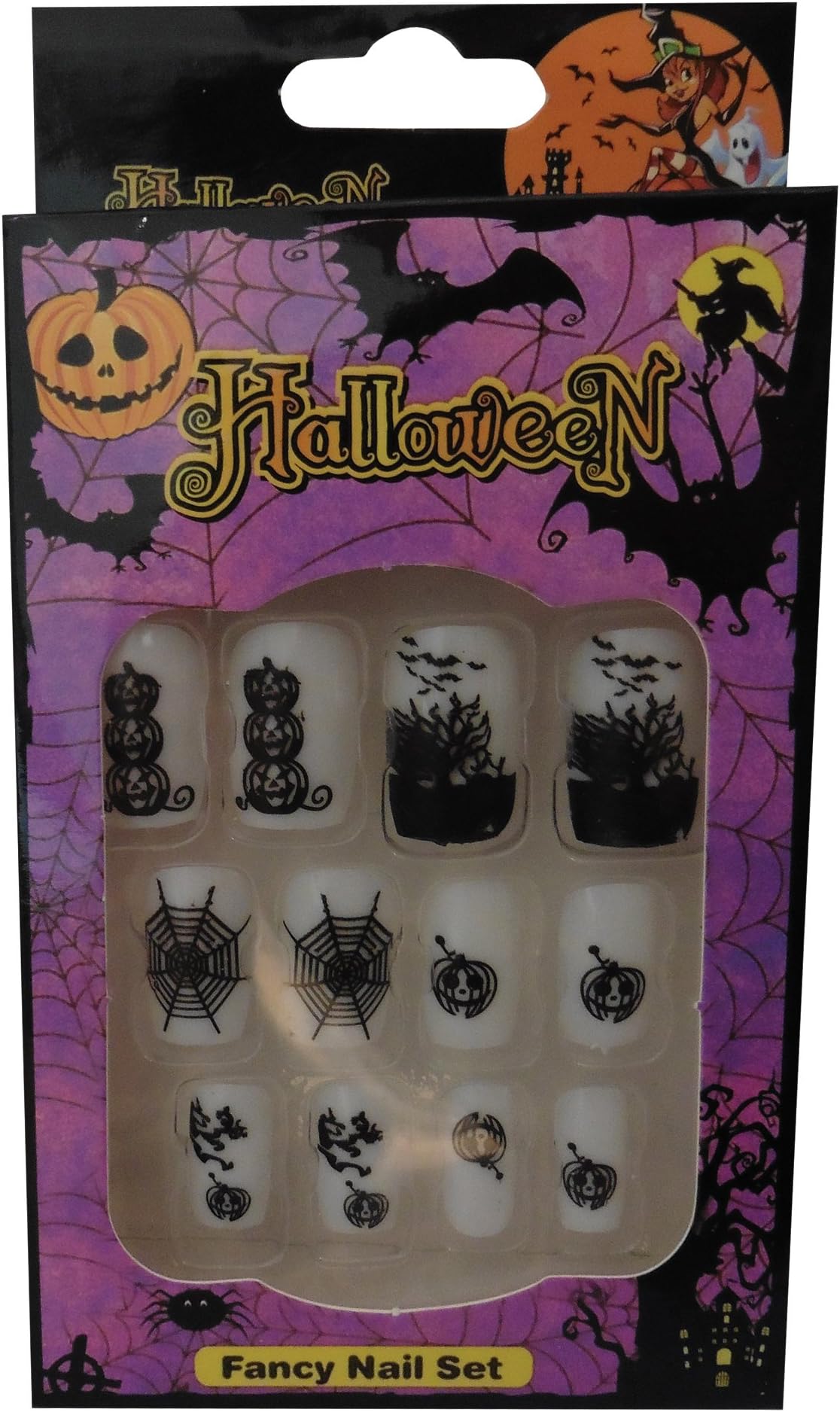 12 Halloween Themed Fake Nails with Glue (HN3)
