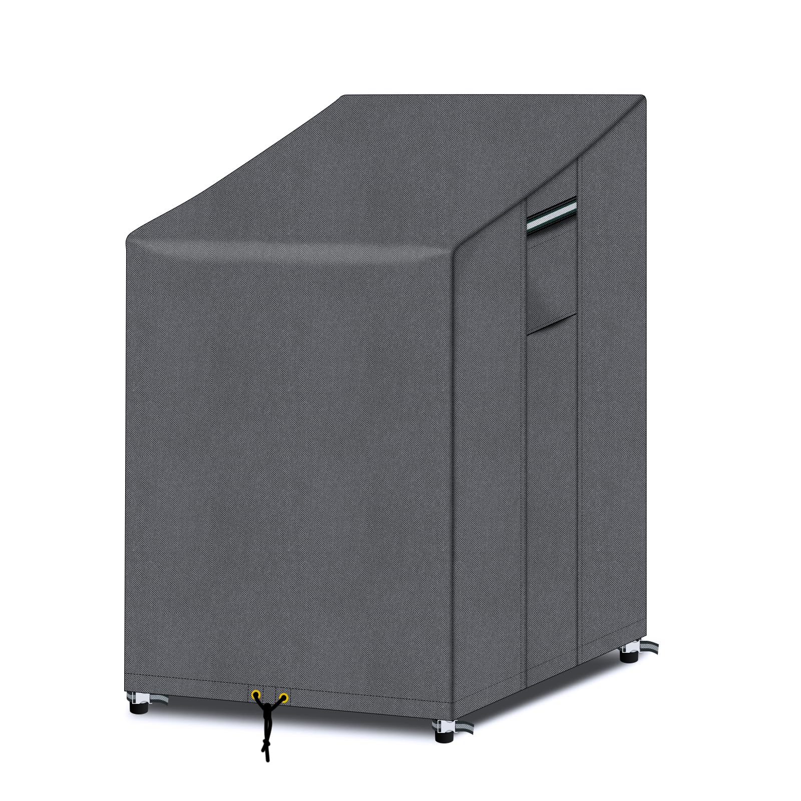 PATIO PLUS Garden Chair Cover with Air Vent, 600D Oxford Fabric Waterproof Outdoor Stacking Chair Cover 65x65x80/120cm (Grey)