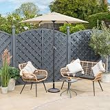 Christow Garden Parasol Umbrella Polyester Canopy Steel Sunshade with Crank view 2