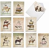 The Best Card Company - 10 Assorted Blank Note Cards Bulk Box Set 4 x 5.12 Inch with Envelopes (10 Designs, 1 Each) Boxed Assorted Kid Cards of Pets - FARM STAND M6595OCB