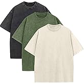 Men's Oversized Cotton T-Shirts Loose Fit Vintage Washed Tee Unisex Short Sleeve Casual Shirts Tops