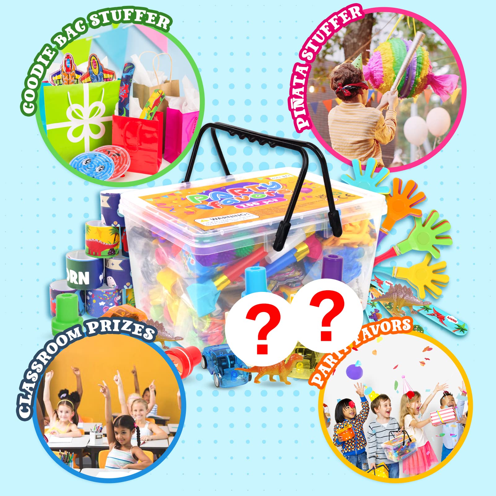 200 Pack Party Favors for Kids: Prize Box Toys for Classroom, Goodie Bag Stuffers, Pinata Fillers, Treasure Chest Toys, Kids Small Toys, Carnival Prizes, Birthday Party Toys in Bulk Assortment