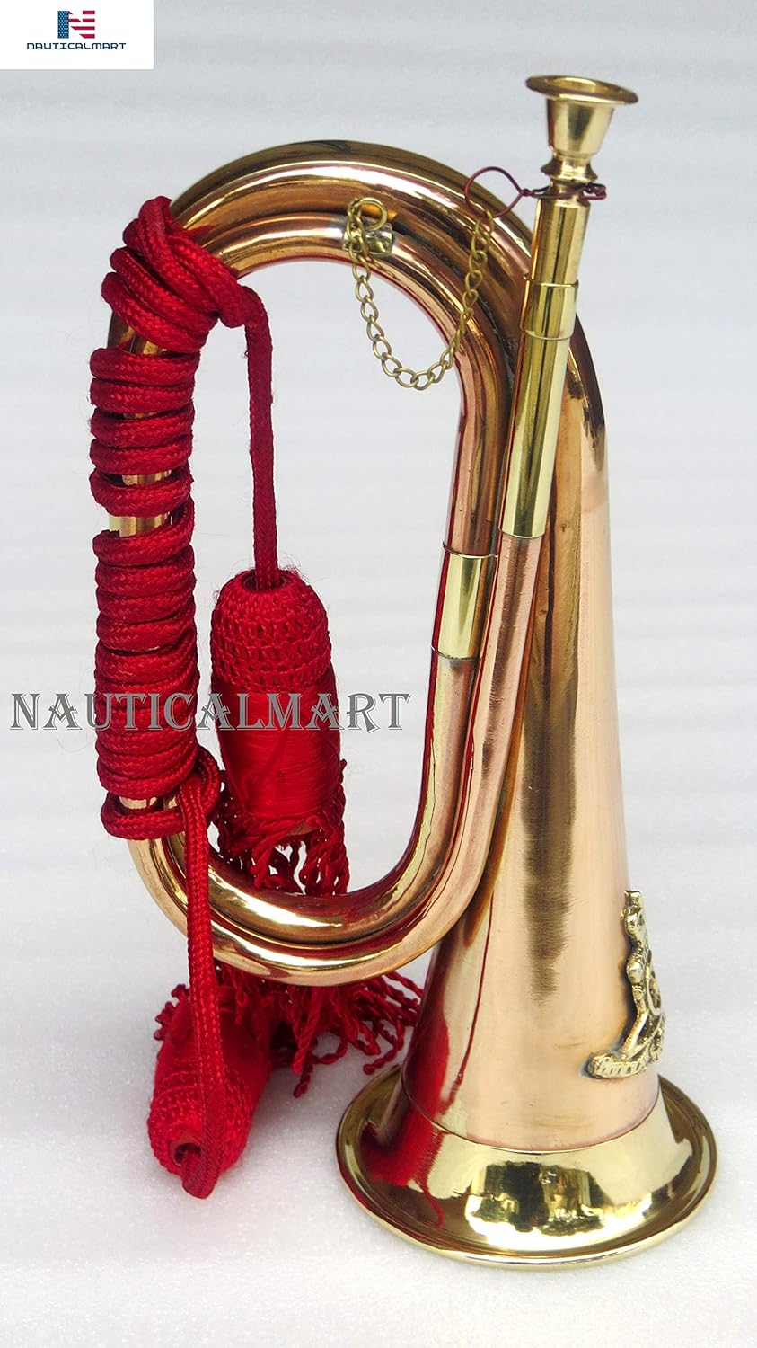Civil War Era Solid Copper Bugle With Beautiful Rope US Military Cavalry Horn Handmade: Musical Instruments