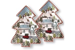 Viynran Christmas Tree Melamine Tray - Santa & Snowman Pattern | Ideal for Holiday Treats, Candy, and Feasts | Festive Tablew