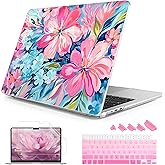 Mektron Case for 2025 MacBook Air 13-inch M4 Laptop A3240 with 13.6-inch Liquid Retina Display,Compatible 2024 2022 M3/M2 MacBook Air 13" Hard Shell Cover,Fit Model A3113 A2681,Hand-Painted Flowers