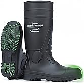 GIEESHIELD Men's Rain Boots Steel Toe PVC Rubber Boots - Waterproof Slip-Resistant Garden Fishing Outdoor Knee High Work Boots for Construction, Agriculture, Industrial & Heavy Duty, Size 7-14