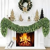 6 Ft Cedar Christmas Garland with Lights for Mantle - Realistic Real Touch Faux Artificial Pine Garlands for Outdoor Stairs Railing Fireplace Decoration Garland Door Decor NEW-2SHLXS-6FT