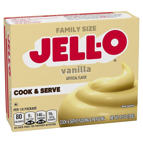 JELL-O COOK & SERVE VANILLA PUDDING & PIE FILLING MIX, 4.6 OZ BOX