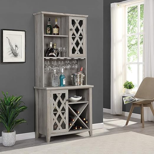 Amazon Com Home Source Dc11 Grey Amv Bar Cabinet Furniture Decor
