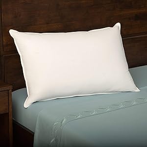 Allied Essentials 100% Cotton 2 Compartment Bed Pillow Filled with White Goose Down and Feather, King