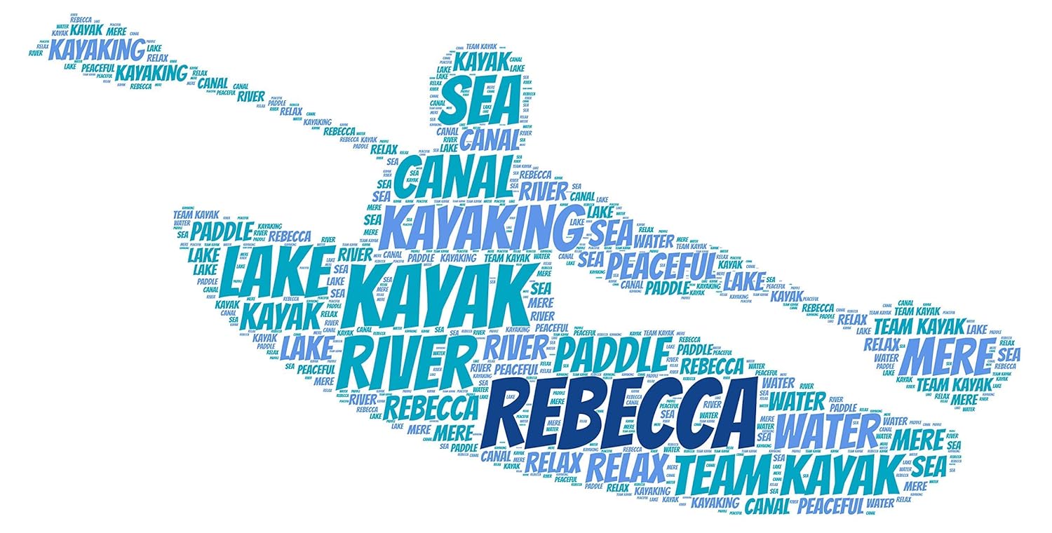 Personalised Word Art Kayak Kayaking Paddle Sport gift print, card or