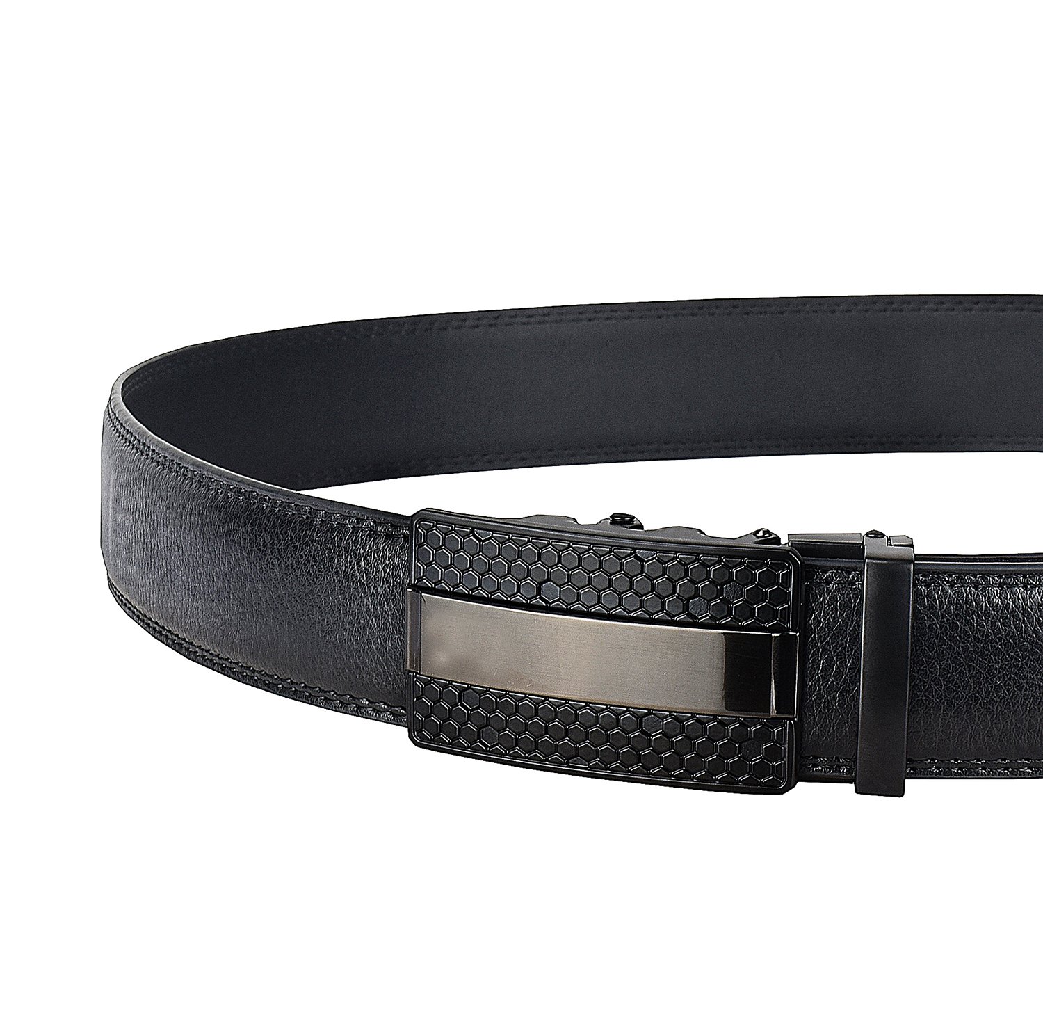 QISHI YUHUA Belt Men\'s Leather Ratchet Belt (Suitable for 20\