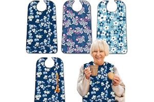 EPOBOB 3 Pack Adult Bibs with Crumb Catcher, Washable and Adjustable Adult Bibs for Women Men Elderly Seniors, Bibs for Eating