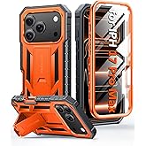 FNTCASE for iPhone 17 Pro-Max Case: Military Grade Drop Proof Protection Mobile Cover with Kickstand | Matte Textured Rugged Shockproof TPU | Protective Sturdy Phone Case - 6.9 inch Orange