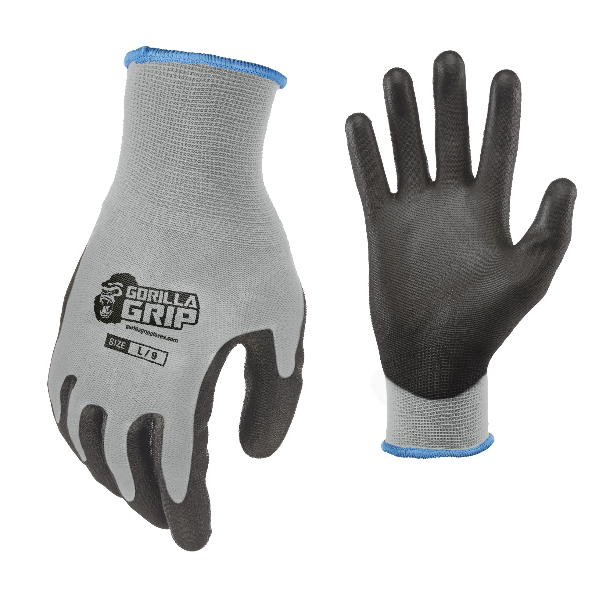 Photo 1 of Gorilla Grip Work Gloves, Never Slip Maximum Grip All-Purpose, Gloves for Men, Superior in Wet, Dry, Oily Conditions, Polymer Palm, Small Size, 5 Pairs, Grey| 25940-25