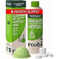 Roobi Cleaning & Descaling Kit Compatible with Nespresso Vertuo. Includes 1 Bottle of Descaling Solution, 6 Cleaning Tablets 
