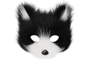 hbbhml Animal Fox Wolf Mask Halloween Party Cosplay Costumes Props Plush Cat Half Face Masks Carnival Christmas Masquerade