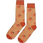 SockFly Peach Dress Socks Funny Novelty Crazy Fun Design Men Size 8-12 Cotton Casual Crew Colorful Funky Fancy Socks Gift for Men