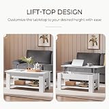 Yaheetech Lift Up Coffee Table White 98x50 cm Hidden Storage Drawer view 4