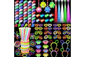 TSDATOWR Glow in the Dark Party Supplies for Kids Adults, Light Up Party Favors with 57 LED Light Up Toys, 100 Glow Sticks Bulk DIY Glow Necklaces Glasses Bracelets Headband, Neon Party Supplies & Decorations