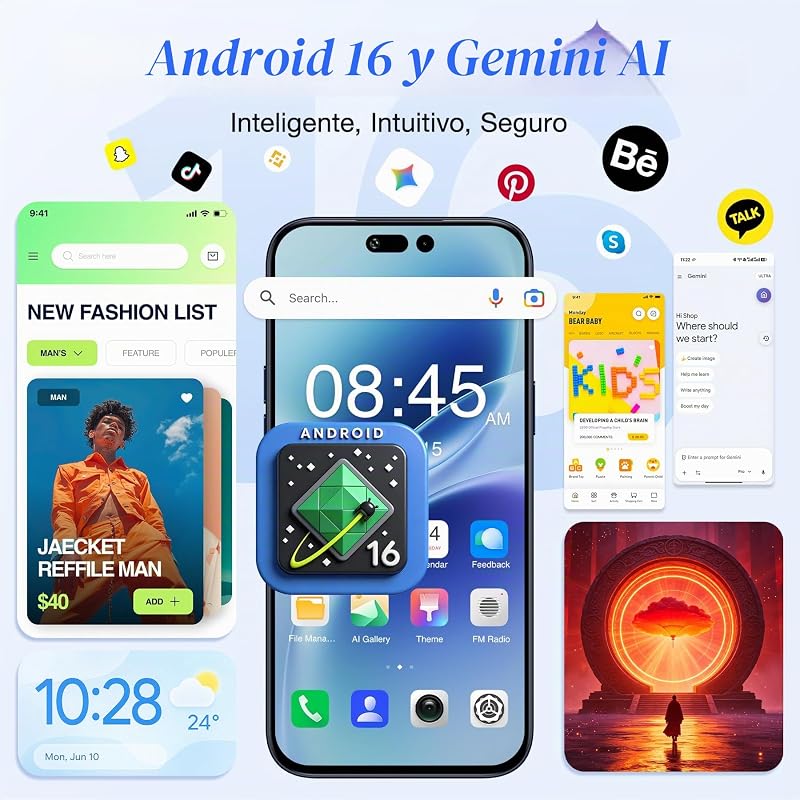 C17 Plus Teléfono Móvil Android 16, 6.9" 120Hz, 24GB+256GB/1TB Azul