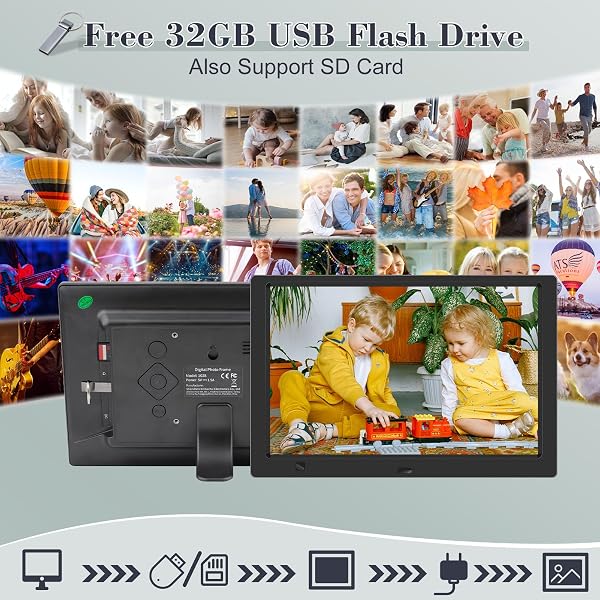 KECAG 10.1″ DIGITAL PICTURE FRAME, 1080P IPS DIGITAL PHOTO FRAME, NO WIFI/APP NEEDED, PLUG & PLAY SD CARD & USB, REMOTE & MOTION SENSOR, PHOTOS/VIDEOS/MUSIC, FREE 32GB USB