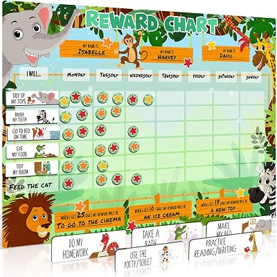Luigis Safari Animal Potty Training Chart | Kids Reward Behaviour Magnets