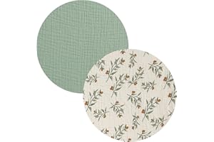 FADACUDAN Muslin Bassinet Sheet Compatible with Fisher-Price On-The-Go Baby Dome, 2 Pack Cotton Stylish Boho Fitted Bassinet Sheets Super Soft for Baby Roman Green & Botanical Leaf