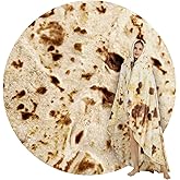 SeaRoomy Burritos Tortilla Throw Blanket, Tortilla Wrap Blankets, Novelty Tortillas Round Blanket Giant Tortillas Round Soft Blankets for Adults and Kids (Brown, 90 inches)