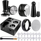 Aollewoiti 9 PCS 51mm Espresso Accessories Kit with Tamper Station | Coffee Tamper Set with WDT Tool, Distributor, Puck Screen, Dosing Funnel, Espresso Tool Kit for 51mm Portafilter