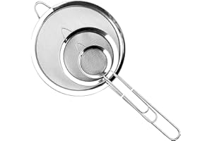 BRLYYO Stainless Steel Kitchen Strainer with Handle, Stainless Steel Mesh Sieve for Baking Mixes, Eggs, Tea, Coffee, Flour (S