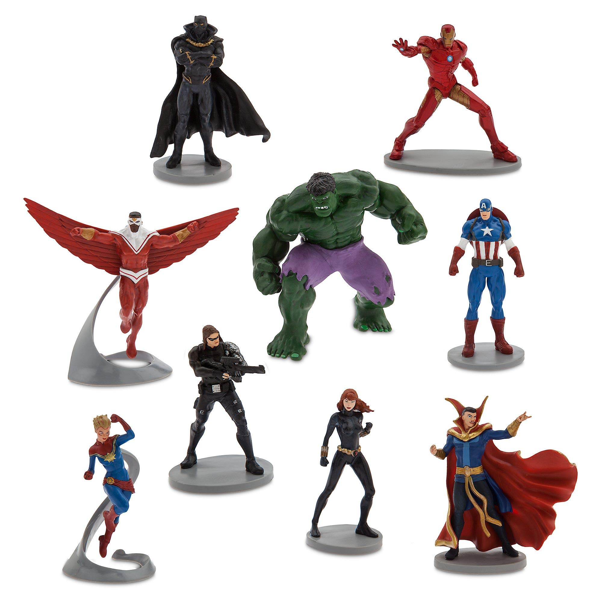 Disney Store Official Avengers Comic Deluxe Figurine 9pce Playset - Marvel - containing 9 plastic moulded figurines wearing their classic costumes - Suitable for Ages 3+