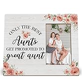 JQF Great Aunt 4x6 Picture Frame, Great Aunt Gifts for Christmas Birthday Photo Frame, Only the Best Aunts Get Promoted to Great-Aunt Baby Announcement Wooden Photo Picture Frames